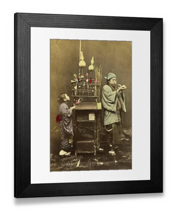 Framed Print : Travelling candy seller, c. 1860