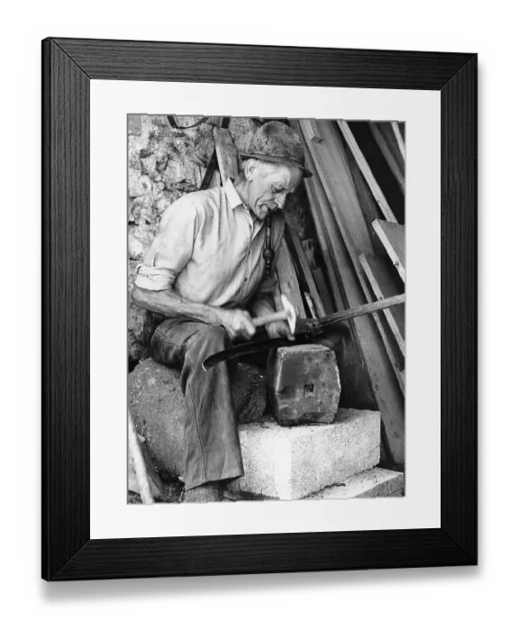 Framed Print : Old man dengling the scythe, shoemaker Cajetan Anker