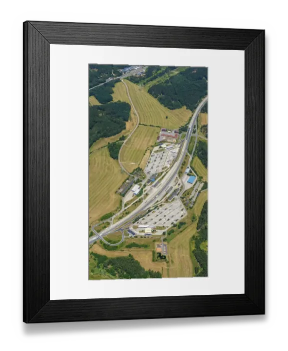 Framed Print : Aerial view of the Waidhaus border crossing from Germany to the Czech Republic Framed Print : Aerial view of the Waidhaus border crossing from Germany to the Czech Republic