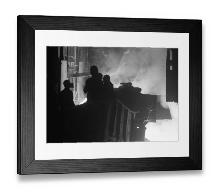 Framed Print : The work of the steelworkers, like here on 31 August 1971 at the Mannesmann-Huettenwerke in Duisburg