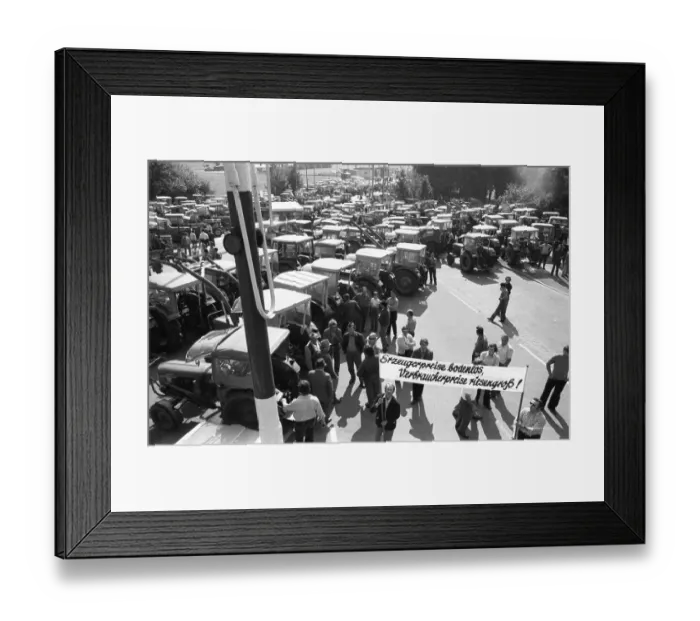 Framed Print : Farmers marched with their tractors to a protest in Aachen on 17