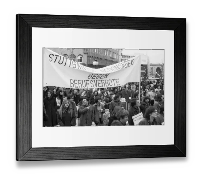 Framed Print : People affected by the Radical Decree and their friends demonstrated against occupational bans 02