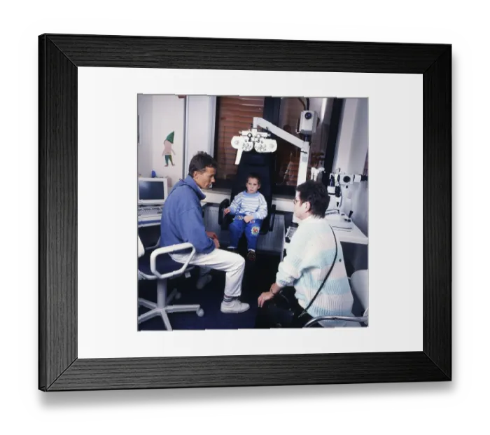 Framed Print : The regular check-up at the ophthalmologist