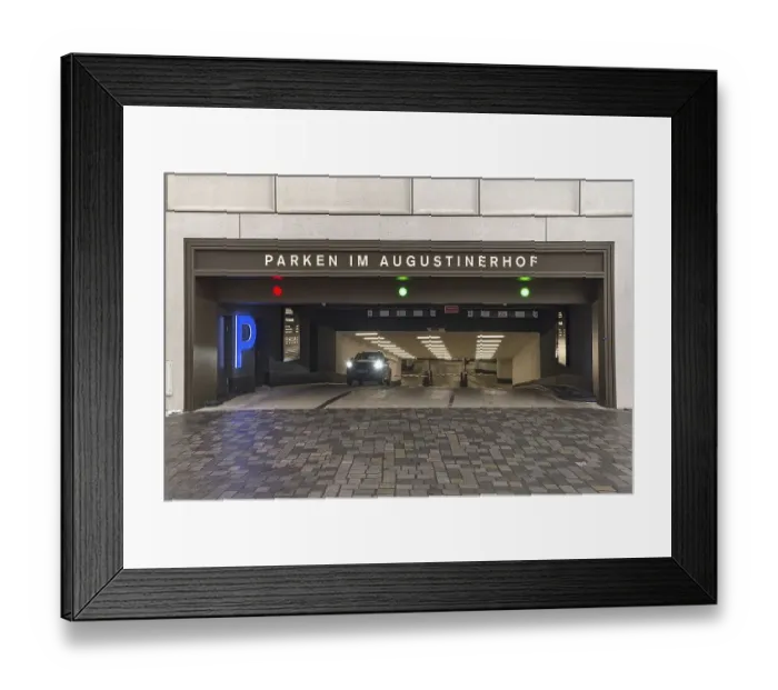 Framed Print : Entrance and exit of a new car park Framed Print : Entrance and exit of a new car park