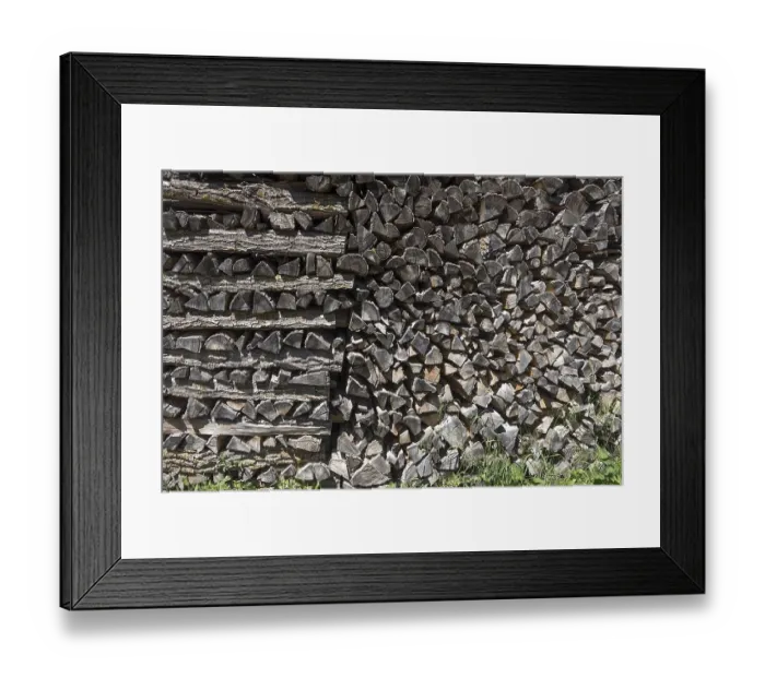 Framed Print : Deposited stacked logs, Bavaria Germany