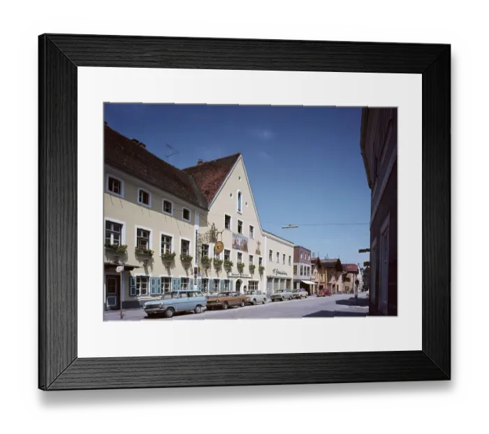 Framed Print : Parked cars, Obermarkt with the Hotel zur Post