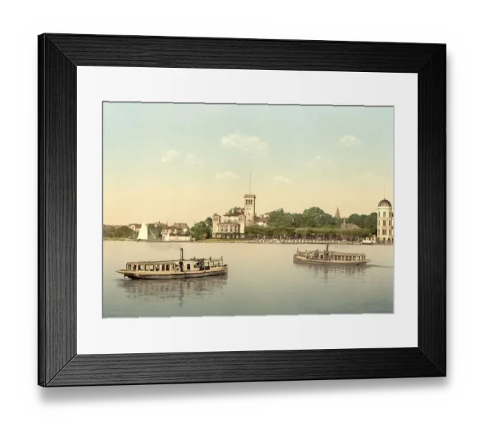 Framed Print : Ferry in Uhlenhorst, Hamburg, Germany