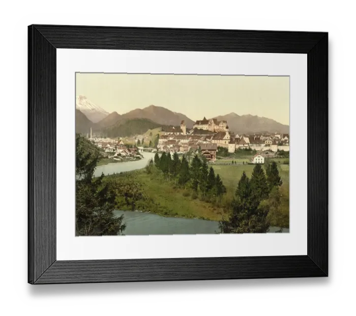 Framed Print : View of Fuessen in Bavaria, Historic Framed Print : View of Fuessen in Bavaria, Historic