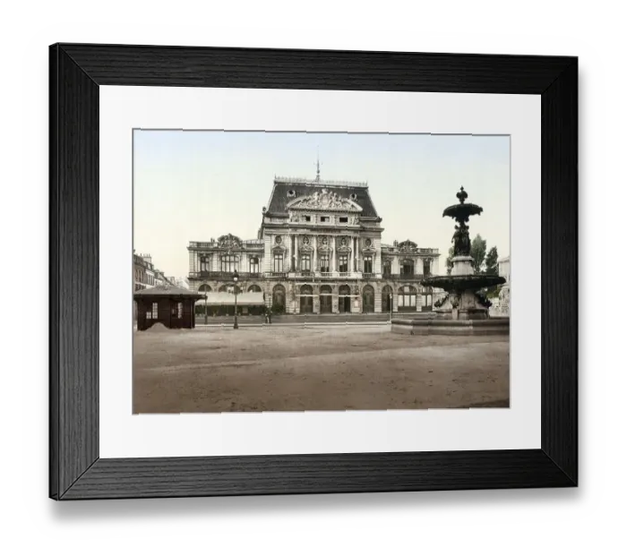 Framed Print : Cherbourg. Grand Theatre et Fontaine Mouchel