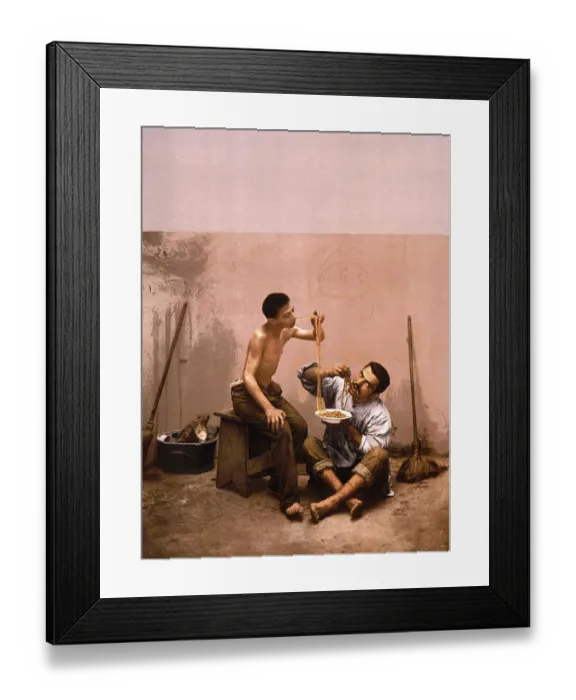 Framed Print : Makkaroni-Verkaeufer, Neapel, Italien  /  Macaroni seller