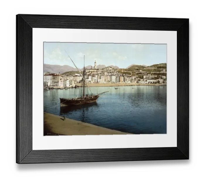 Framed Print : The harbour and old town of Menton on the Riviera