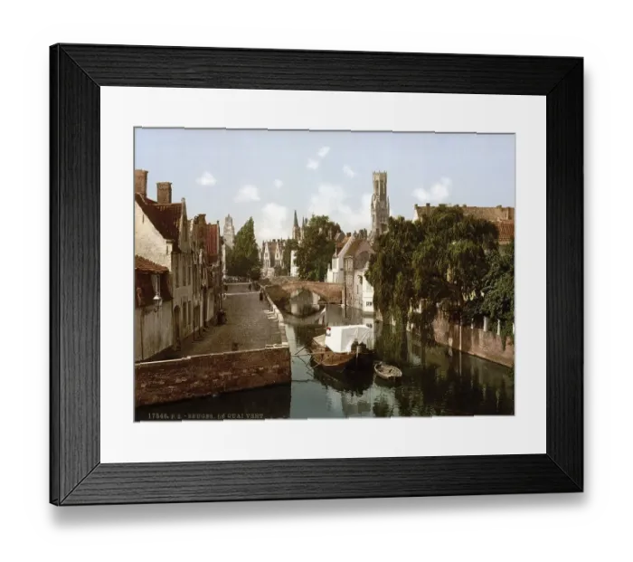 Framed Print : Green Quay, Bruges, Belgium, ca 1895 Framed Print : Green Quay, Bruges, Belgium, ca 1895