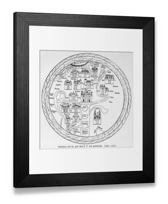 Framed Print : World map from the 14th century at the time of Charles V vo Framed Print : World map from the 14th century at the time of Charles V vo