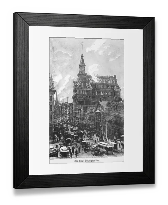Framed Print : Telegraph office, street, traffic