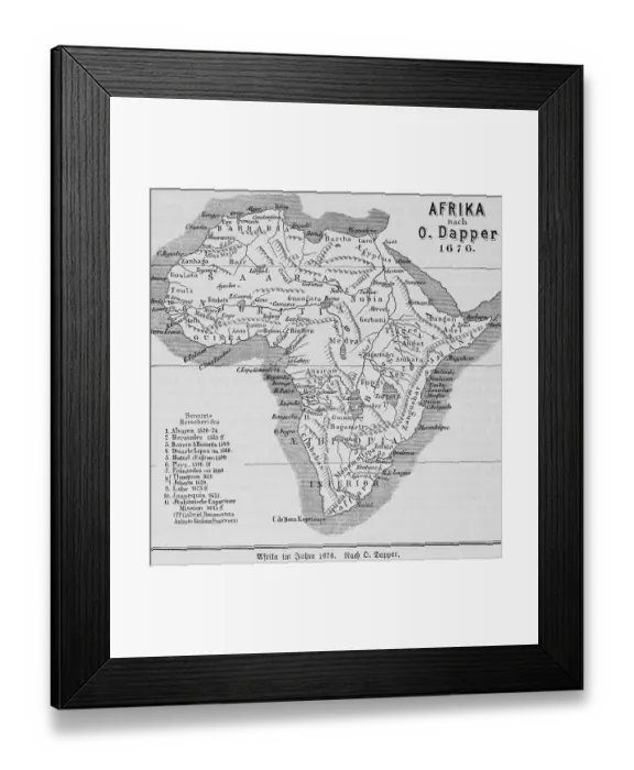 Framed Print : Map Africa 1529, Nubia, Alexandria