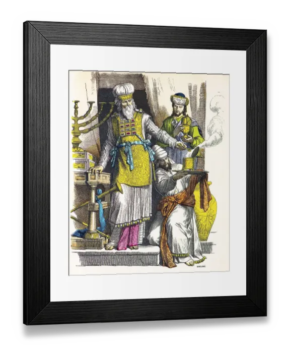 Framed Print : Munich Bilderbogen, costumes, Jewish high priest (left) Framed Print : Munich Bilderbogen, costumes, Jewish high priest (left)