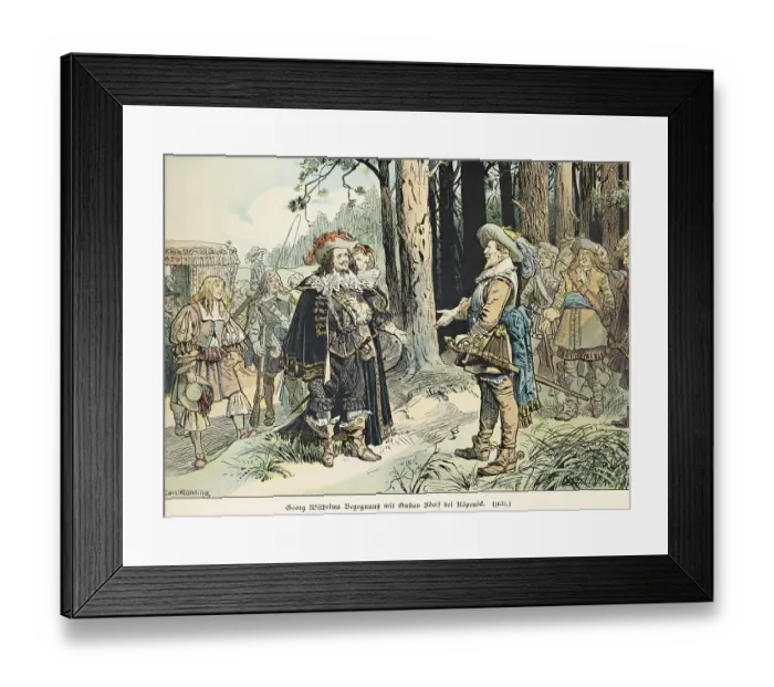 Framed Print : George Williams encounter with Gustavus Adolphus of Sweden at Koepenick 1631