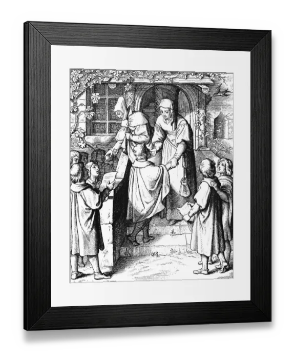 Framed Print : Martin Luther singing as a current student at the door of Mrs Ursula Gotta in Eisenach 1498