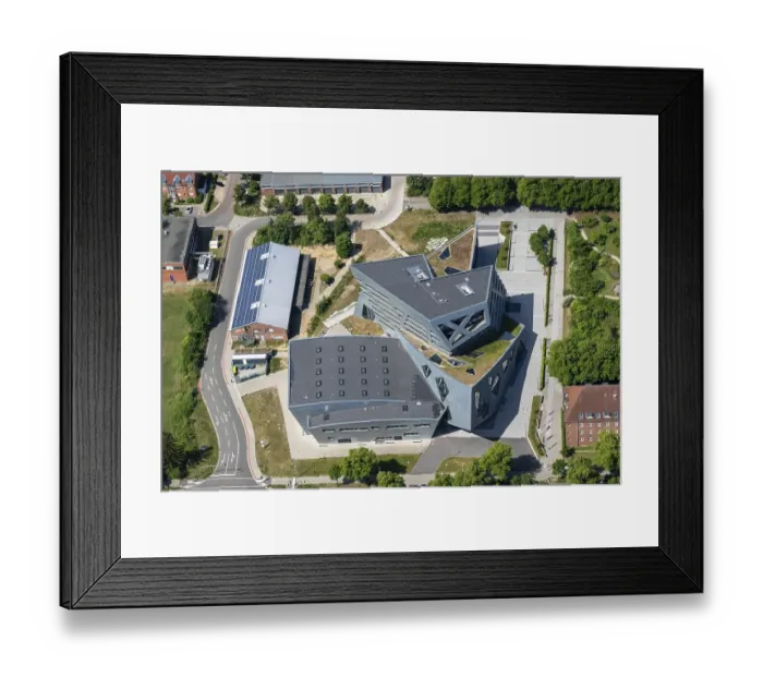 Framed Print : Aerial view of the University of Lueneburg Leuphana Central Building