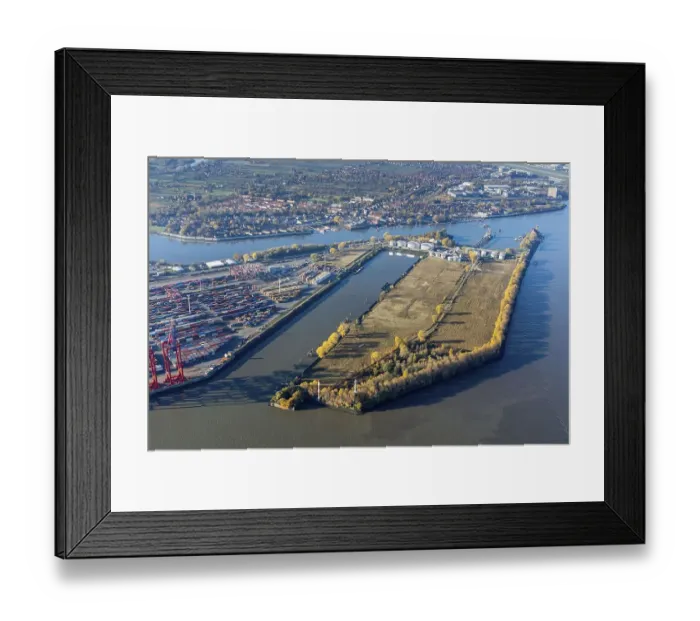 Framed Print : Aerial view of the Petroleumhafen