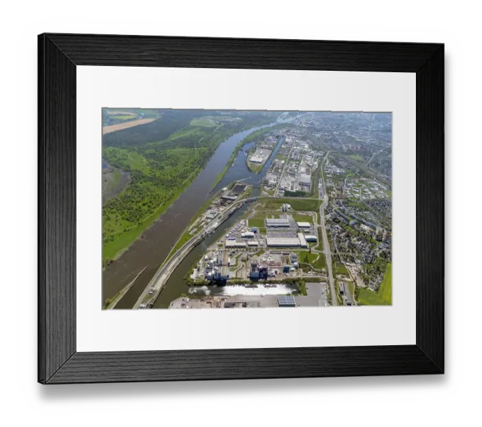 Framed Print : Aerial view, Magdeburg, port, trade