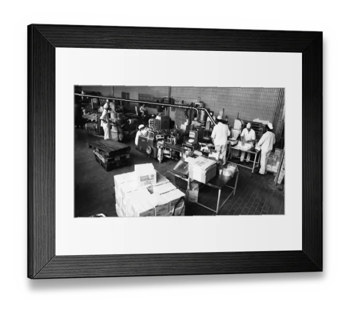 Framed Print : The work of the Westmilch dairy in the production of butter on 28