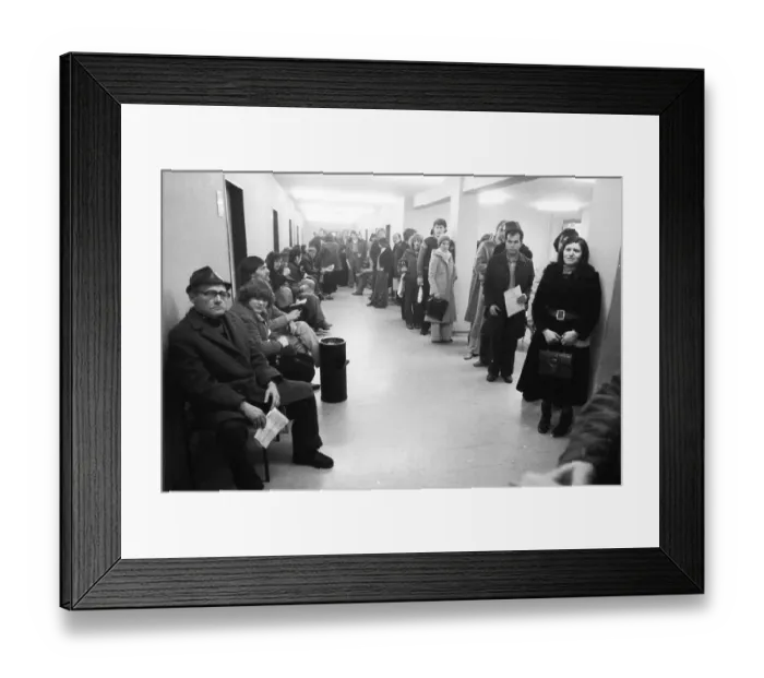 Framed Print : Large crowd of unemployed people at the labour office on 23