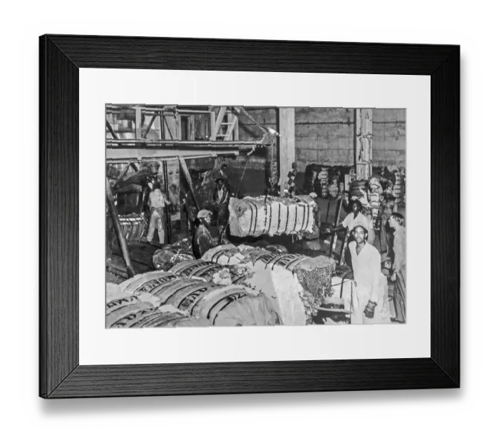 Framed Print : 1940 black and white archival photo showing Black Afro-American labourers