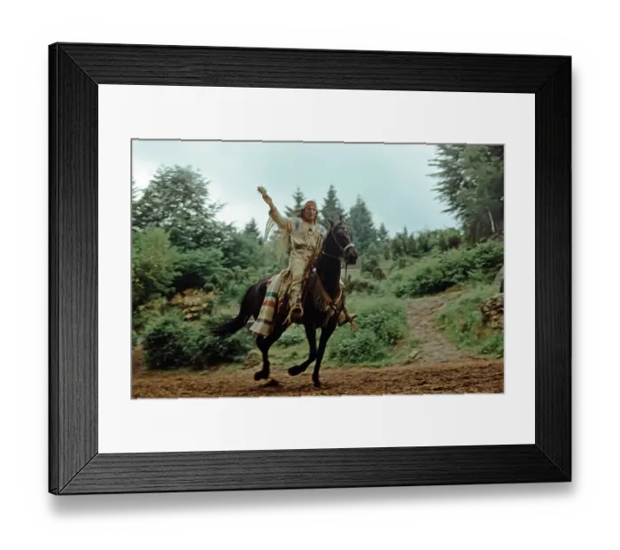 Framed Print : Pierre Brice as Winnetou rides in The Treasure in Silver Lake