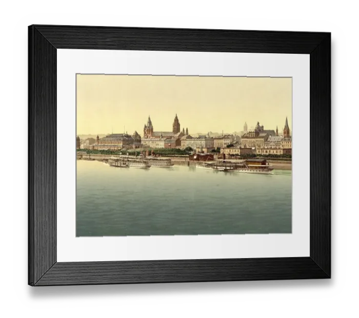 Framed Print : Mainz, seen from the bridge over the Rhine Framed Print : Mainz, seen from the bridge over the Rhine