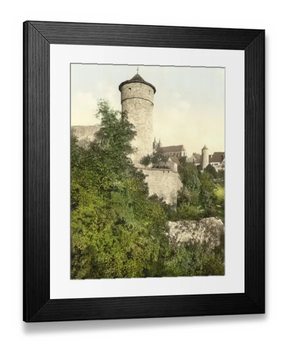 Framed Print : Town tower in Rothenburg ob der Tauber in Bavaria