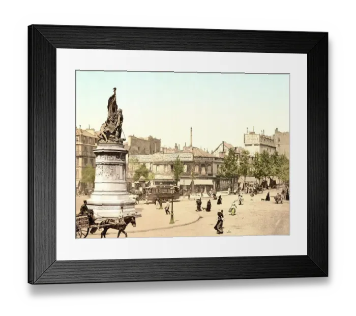 Framed Print : Street scene and monument, Place Clichy