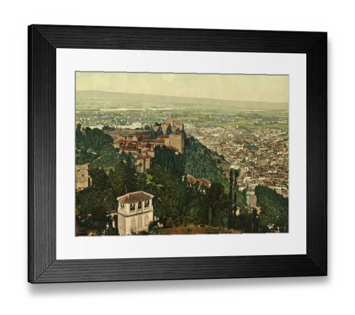 Framed Print : Granada. Vista general de la Alhambra y Grandada desde la Silla del Moro