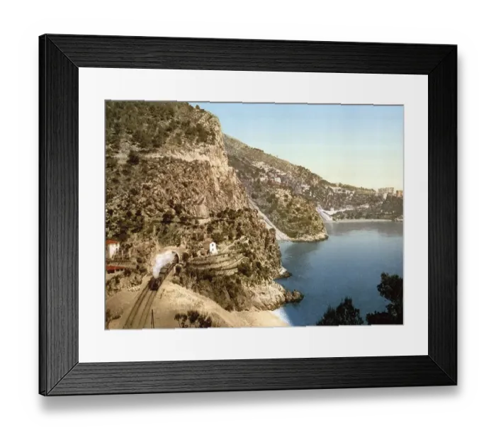 Framed Print : View of the road to La Turbie, Eze and St Framed Print : View of the road to La Turbie, Eze and St
