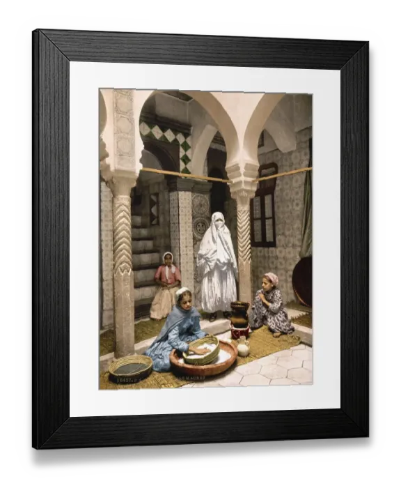 Framed Print : Luce Ben Aben, Moorish woman preparing couscous