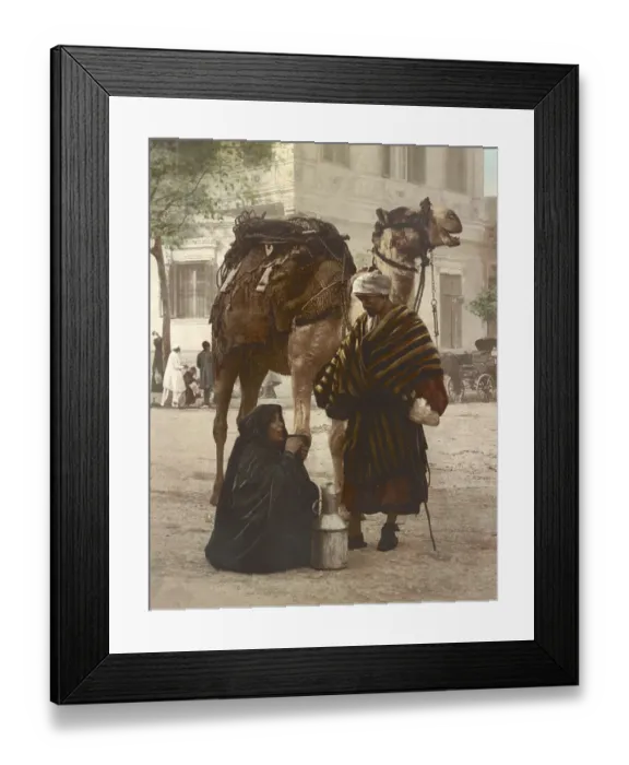 Framed Print : Cairo. Bedouin and his woman after the walk