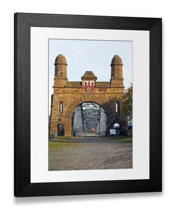 Framed Print : Old Harburg Elbe bridge, historic portal bridge