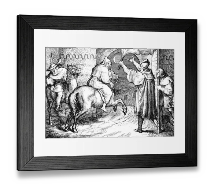Framed Print : Martin Luther leaves Augsburg on horseback