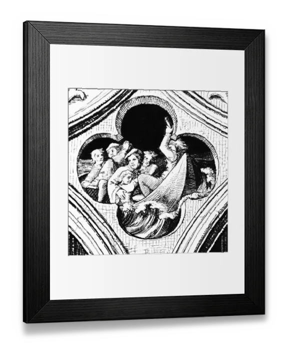 Framed Print : Martin Luther in mortal danger crossing the river Saale