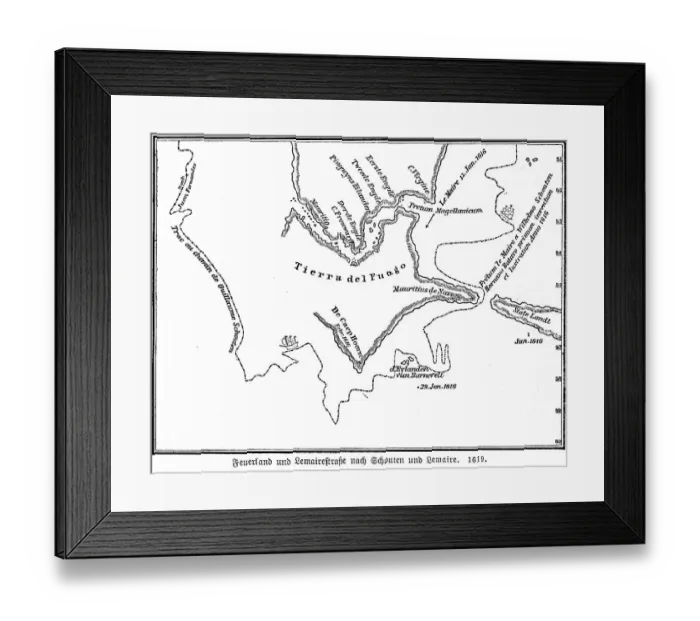 Framed Print : Map, Tierra del Fuego, Cape Horn