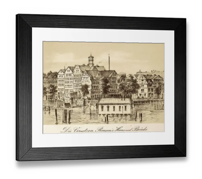 Framed Print : Funny old Hamburg, Vorsetzen, Roosens Haus
