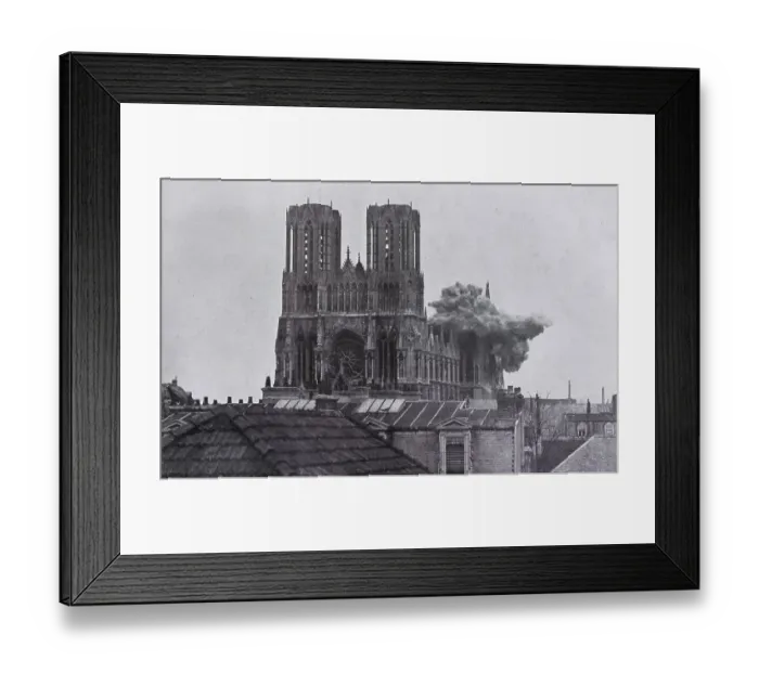 Framed Print : Bombing on the Reims Cathedral