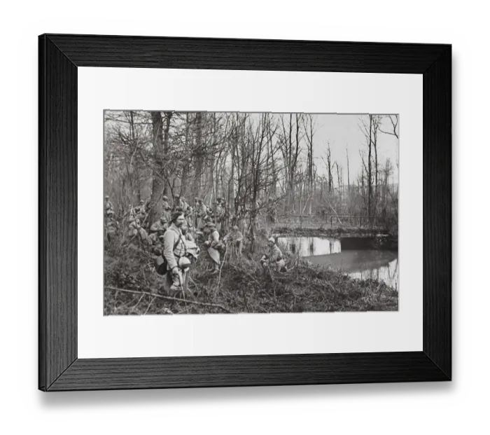 Framed Print : Infantry section guarding a railway line