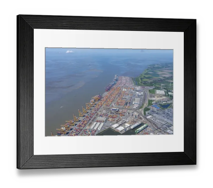 Framed Print : Aerial view of the Container Terminal Bremerhaven