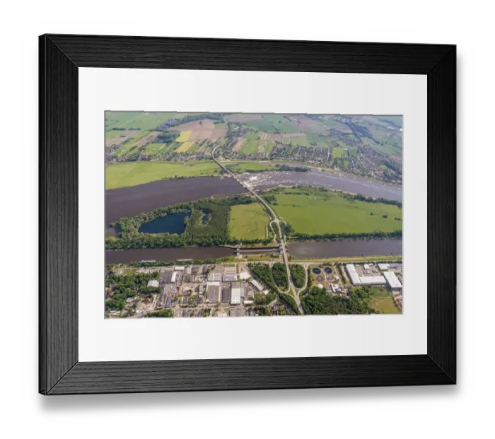 Framed Print : Aerial view of traffic route crossing Elbe Street