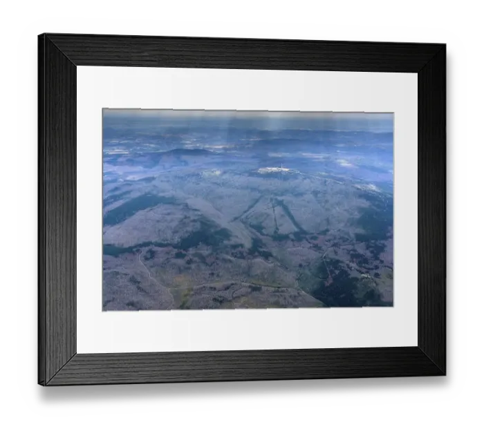 Framed Print : Aerial view Harz with Brocken, forest dieback