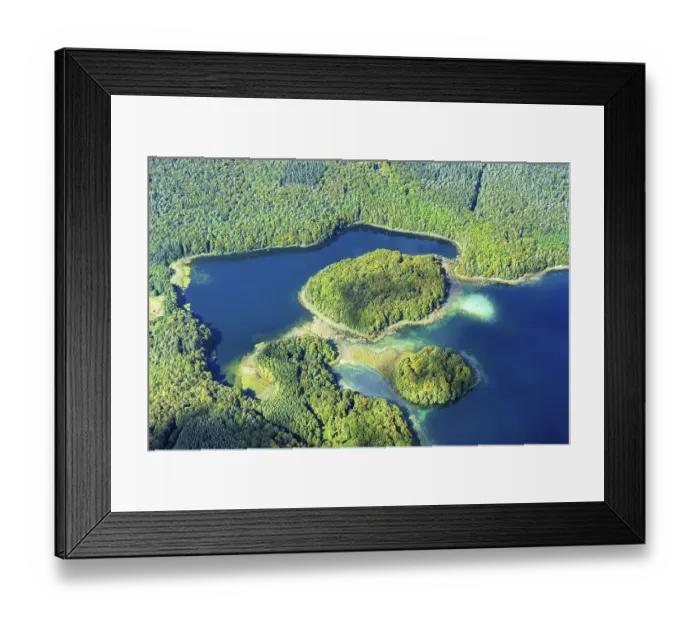 Framed Print : Aerial view Grosse Wummsee, end moraine landscape Framed Print : Aerial view Grosse Wummsee, end moraine landscape