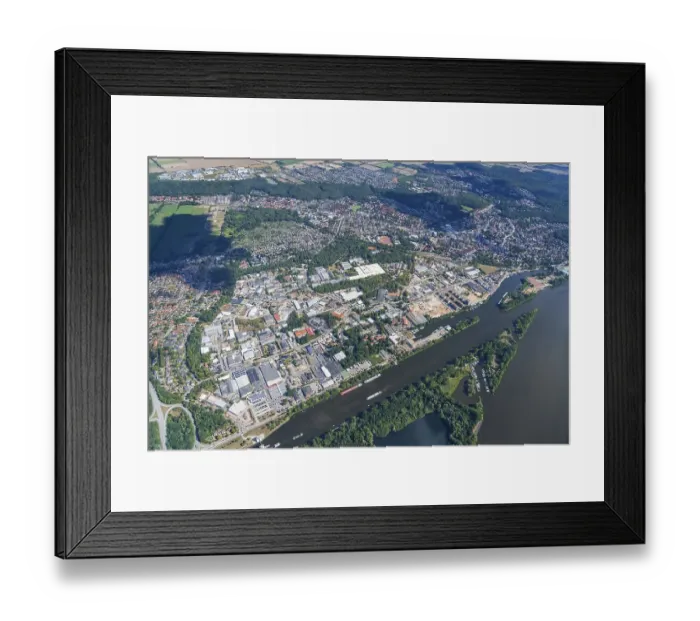 Framed Print : Aerial view of the Geesthacht industrial estate