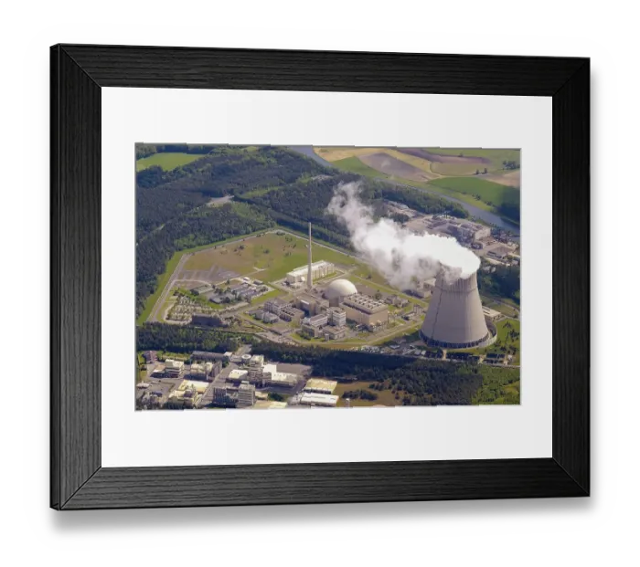 Framed Print : Aerial view of the Emsland nuclear power plant in Lingen