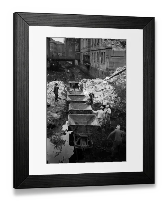 Framed Print : Removal of debris and recovery of building materials